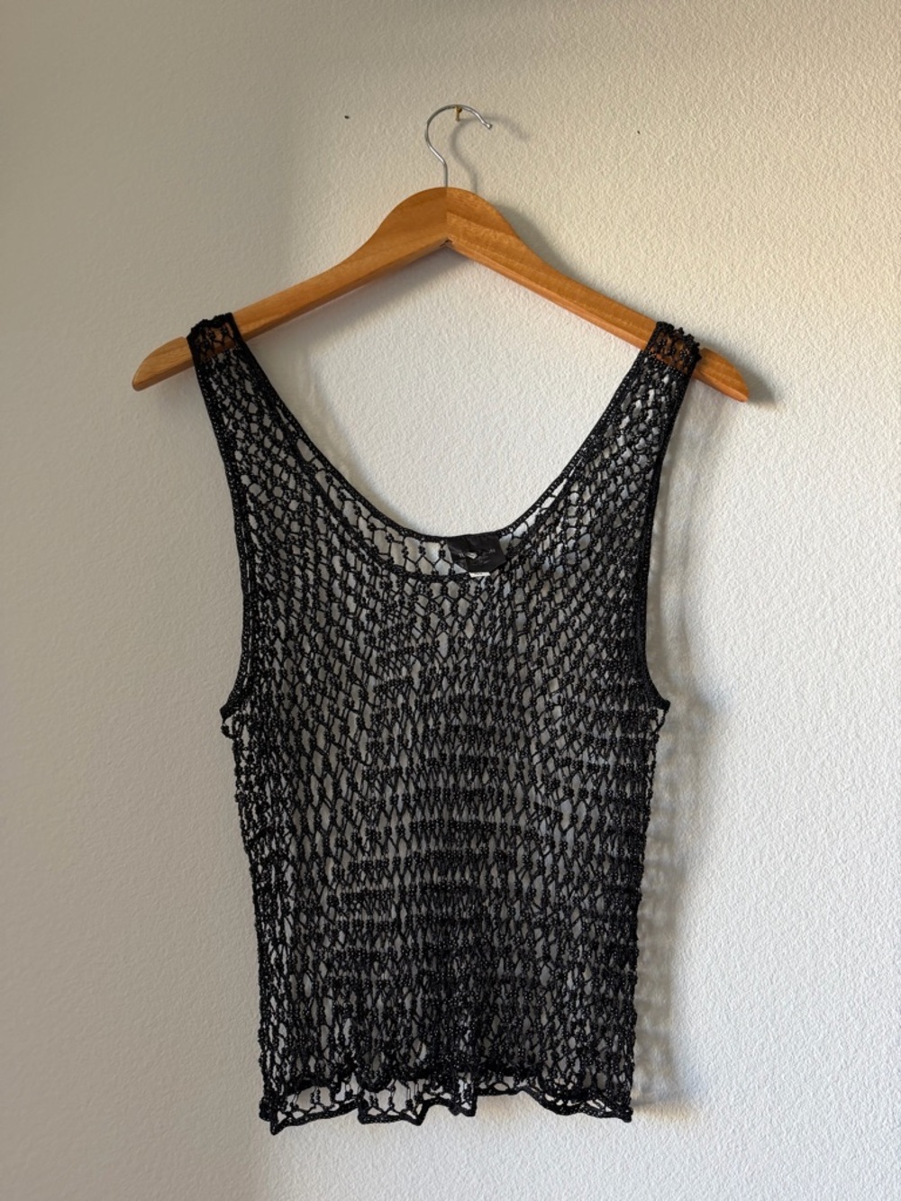 Vintage Black beaded Crochet Tank Top